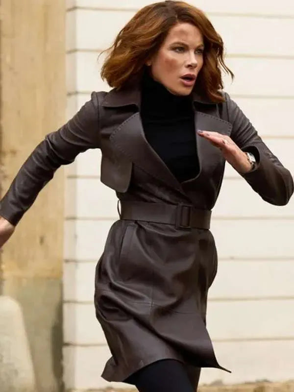 Kate Beckinsale Leather Coat