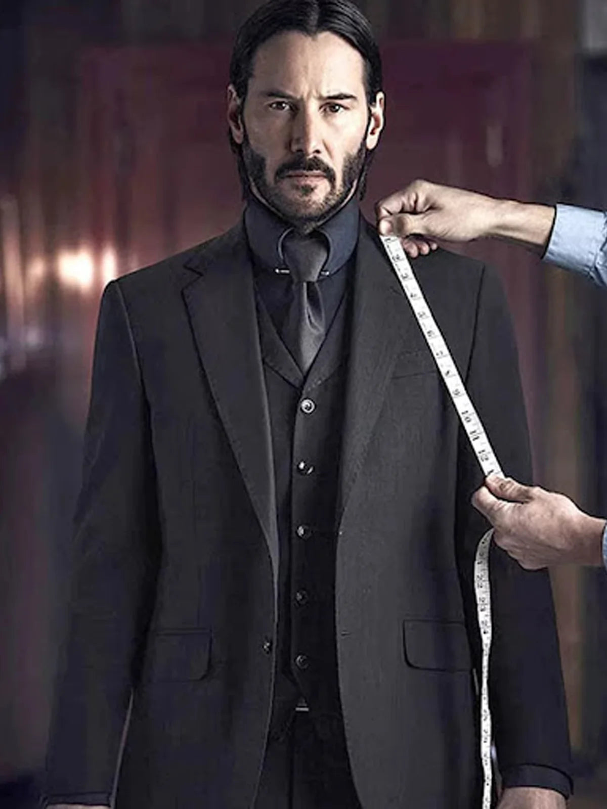 Keanu Reeves John Wick Black Three Piece Suit