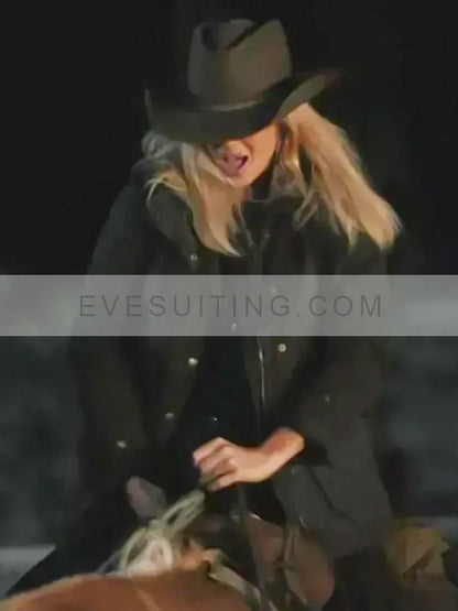 Kelly Reilly TV Series Yellowstone S05 Beth Dutton Black Cotton Jacket