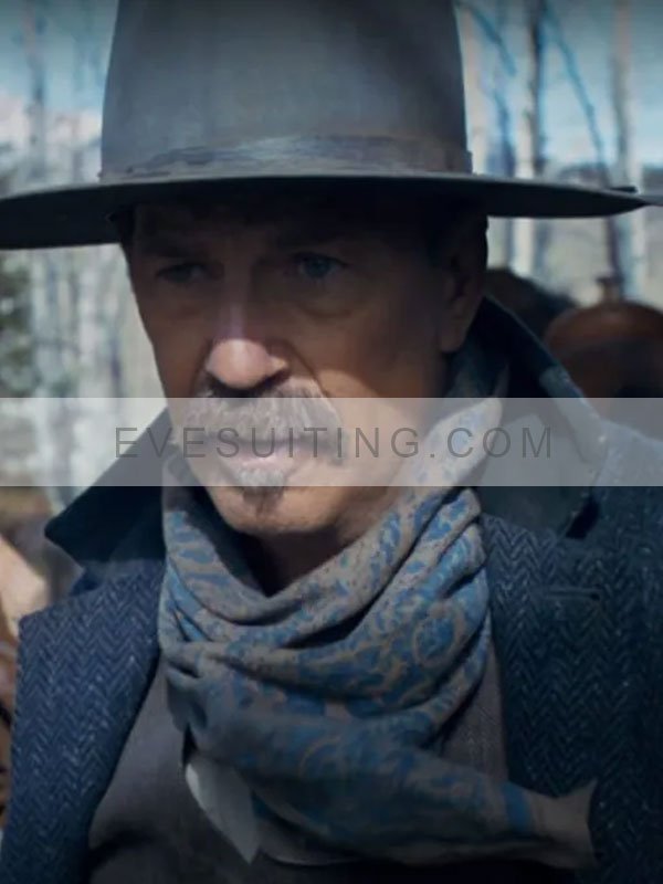 Kevin Costner Horizon An American Saga Chapter 1 Grey Wool Trench Coat