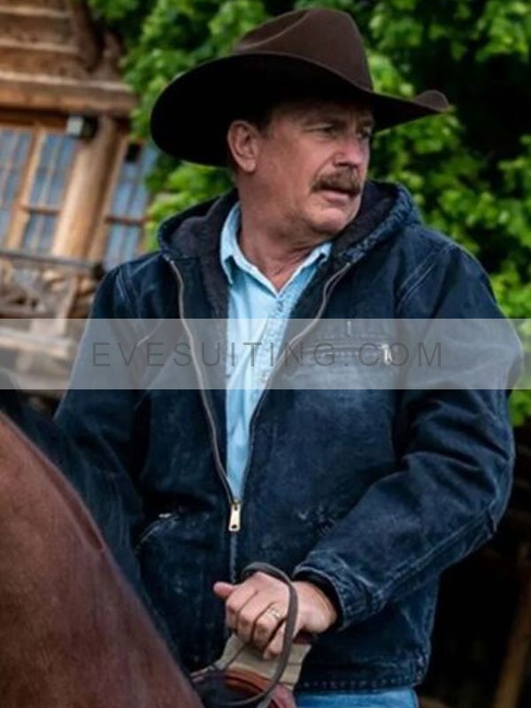 Kevin Costner Yellowstone Denim Hooded Jacket