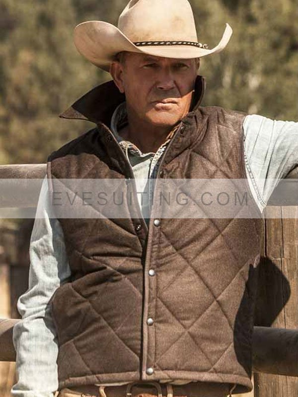 Kevin Costner Yellowstone Quilted Vest
