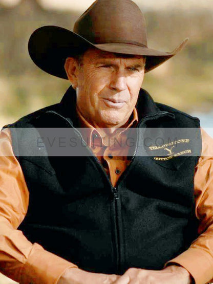 Kevin Costner Yellowstone S05 John Dutton Black Vest