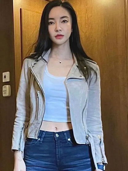 Kim Yoon-ji Beige Suede Leather Jacket