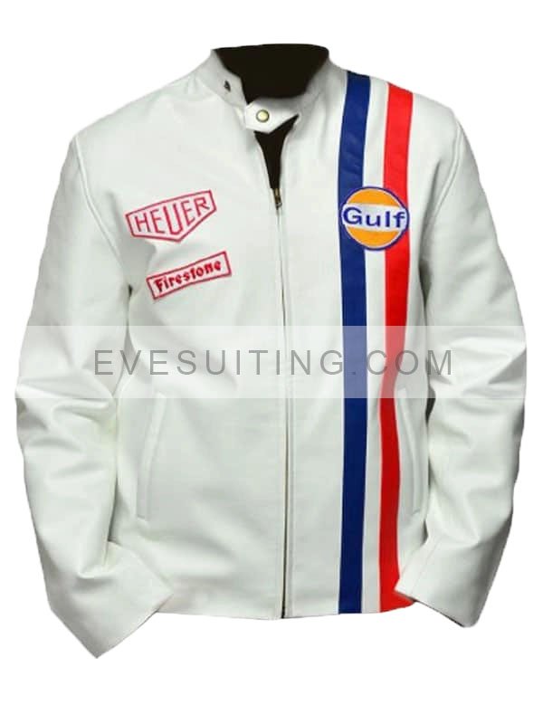 Le Mans Steve McQueen White Leather Jacket