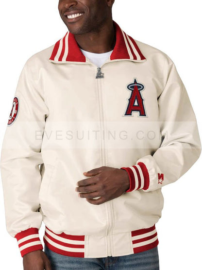 Letterman Bomber Varsity Starter White And Red Jacket