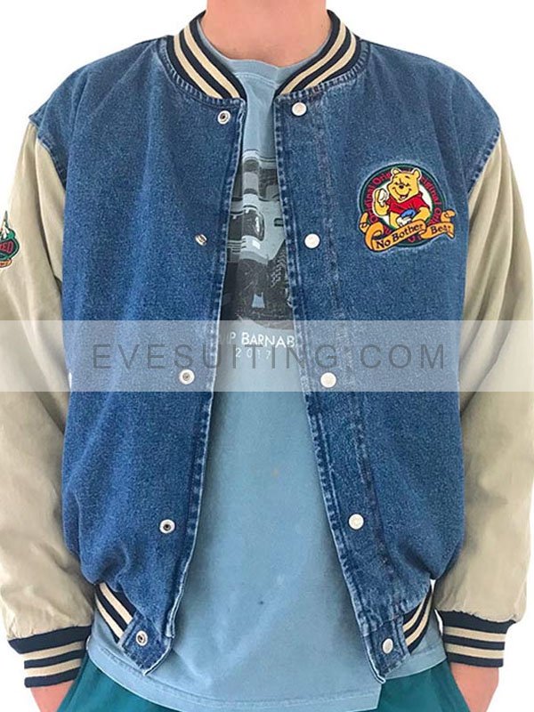 Letterman Winnie The Pooh Denim Varsity Blue Jacket
