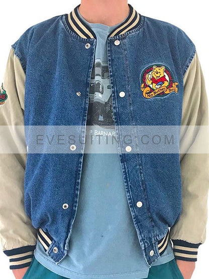 Letterman Winnie The Pooh Denim Varsity Blue Jacket