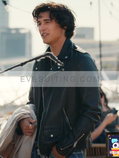 Liam Woodrum TV Series Geek Girl 2024 Nick Park Black Leather Biker Jacket