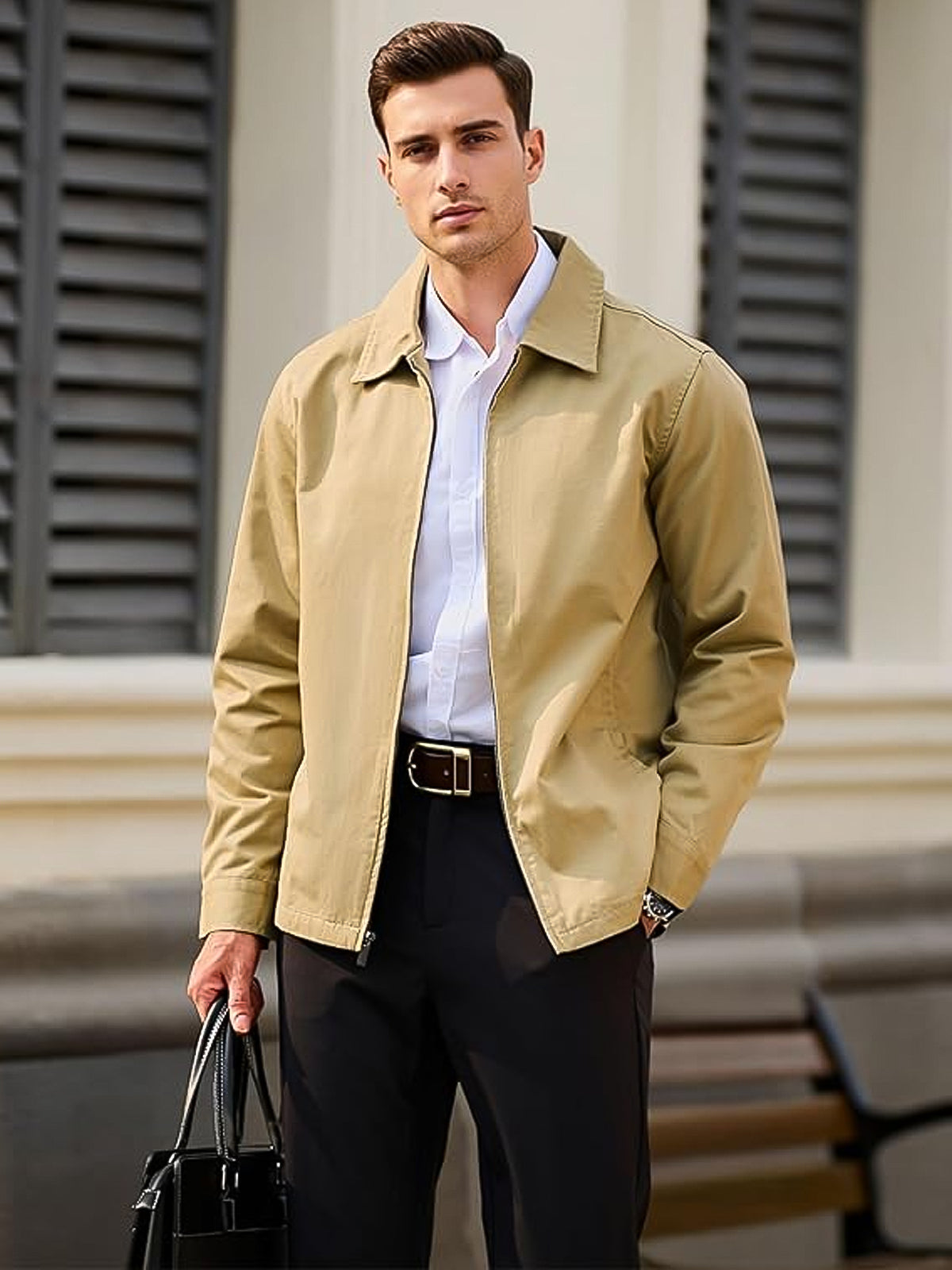 Lightweight Khaki Casual Jacket For Men