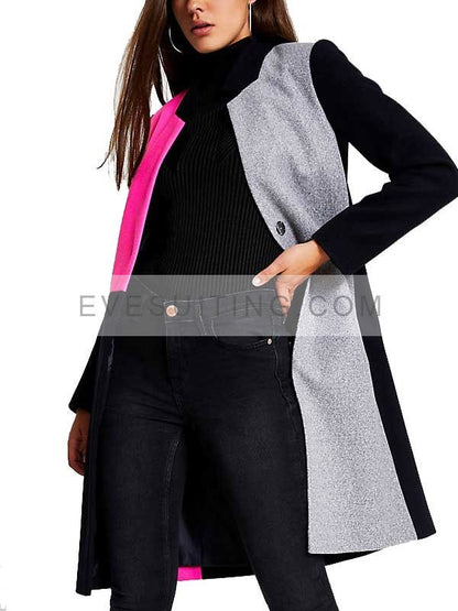 Lily Collin Emily In Paris Emily Cooper Color Block Trench Coat