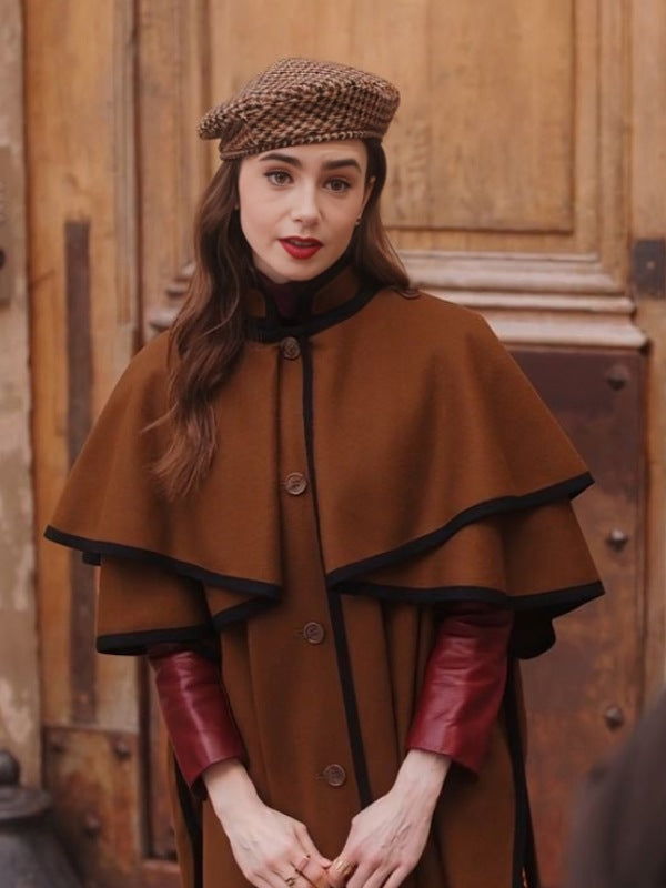 Lily Collins Cape Coat