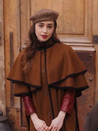 Lily Collins Cape Coat