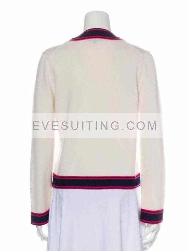 Lily Collins Emily Cooper Emily In Paris White Wool Cardigan