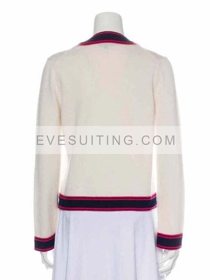 Lily Collins Emily Cooper Emily In Paris White Wool Cardigan