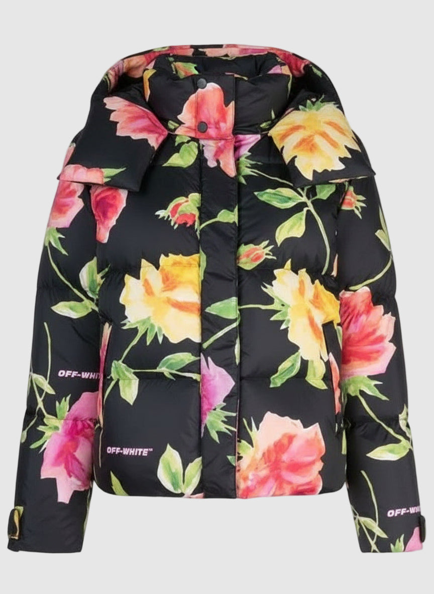 Lily Collins Emily In Paris Floral Puffer Jacket