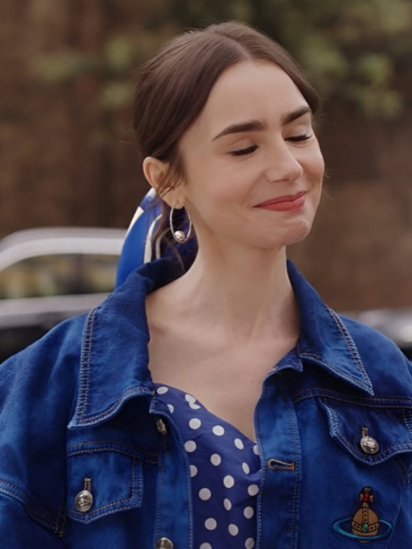 Lily Collins Emily In Paris S04 Emily Cooper Blue Denim Jacket