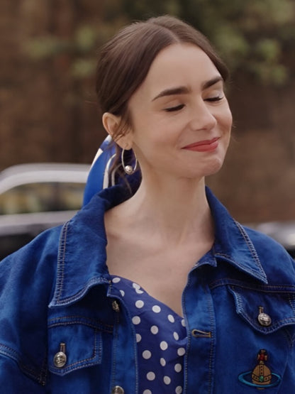 Lily Collins Emily In Paris S04 Emily Cooper Blue Denim Jacket