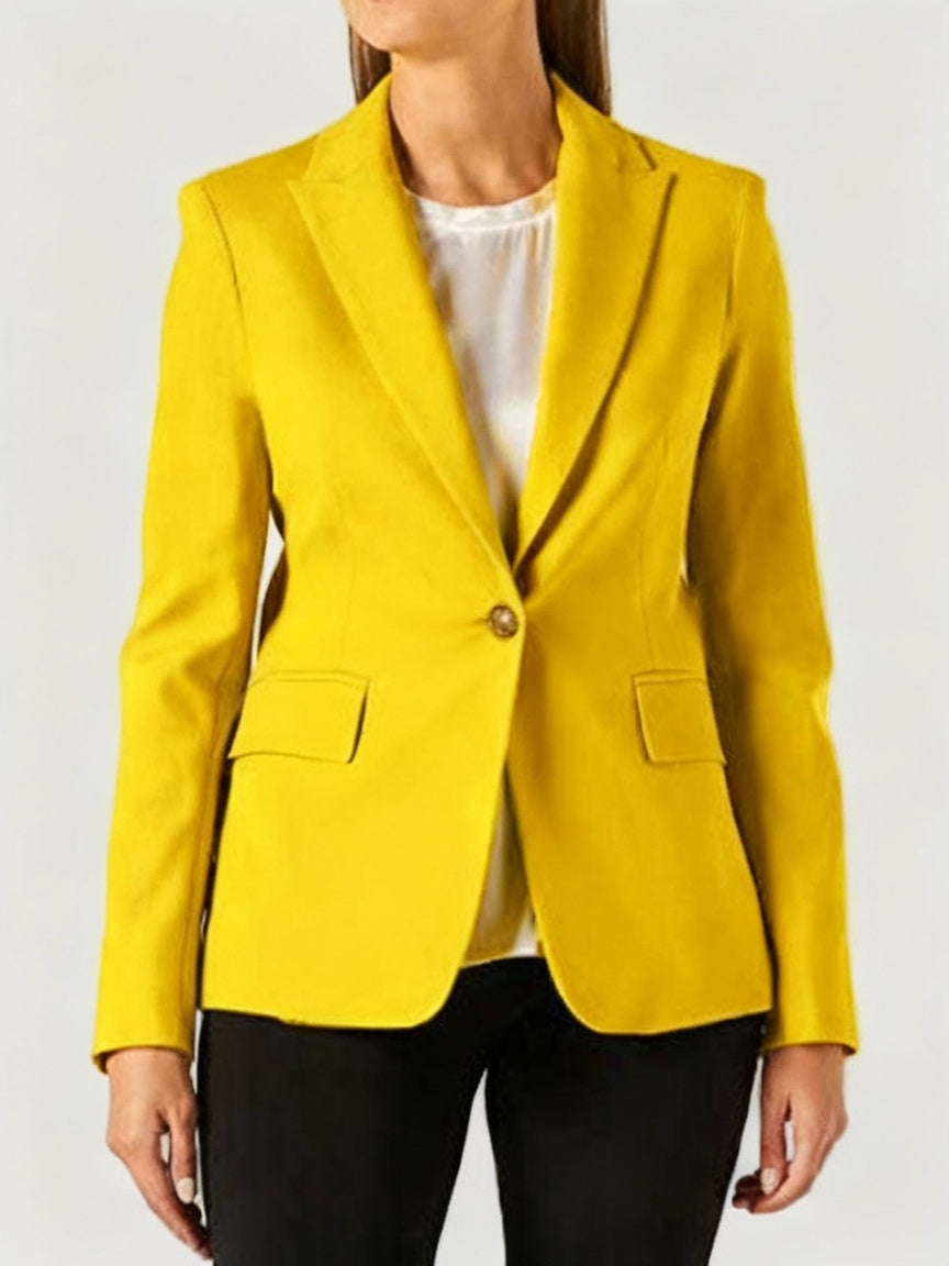 Lily Collins Emily In Paris Yellow Wool Blazer