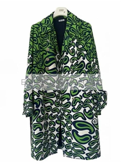 Lily Collins Emily in Paris S03 Printed Green Coat