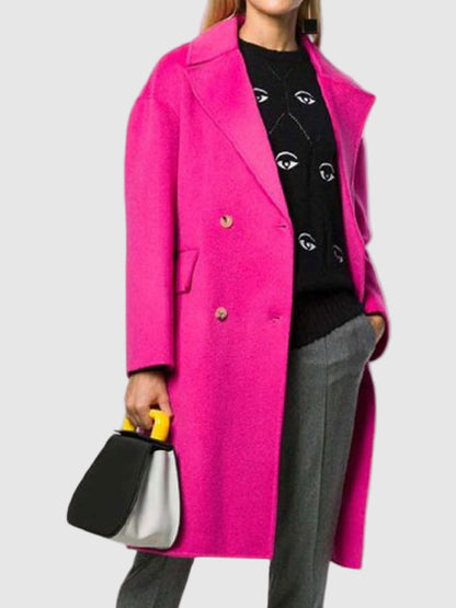 Lily Collins Emily In Paris Pink Wool Coat