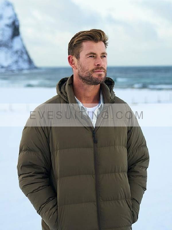 Limitless Tv Series With Chris Hemsworth Green Puffer Hooded Jacket