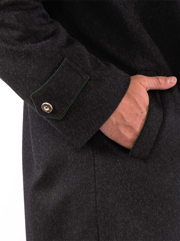 Loden Black Wool Overcoat Men