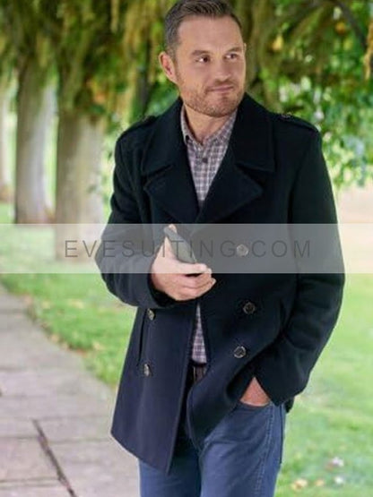 Logan Campbell Black Peacoat