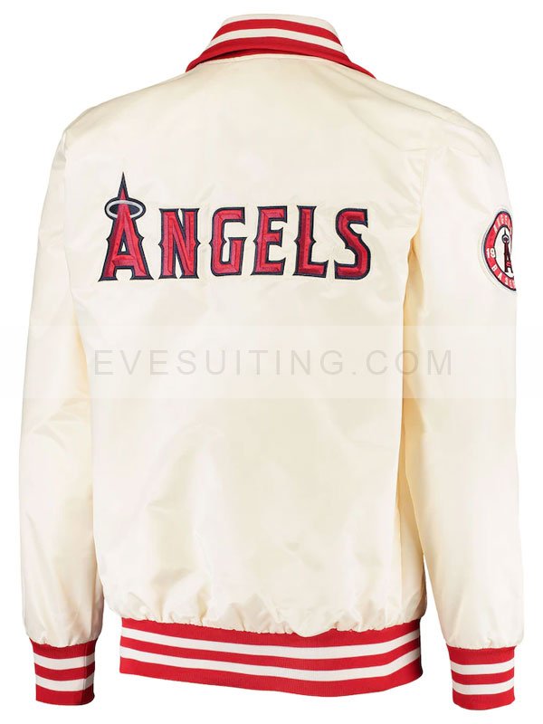 Los Angeles Angels Letterman Bomber Varsity Starter White And Red Jacket