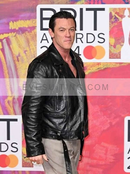 Luke Evans BRIT Awards 2024 Black Leather Motorcycle Jacket