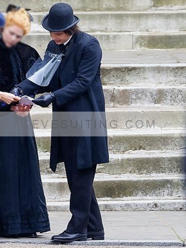 Luke Garrett The Essex Serpent 2022 Frank Dillane Wool Navy Blue Coat