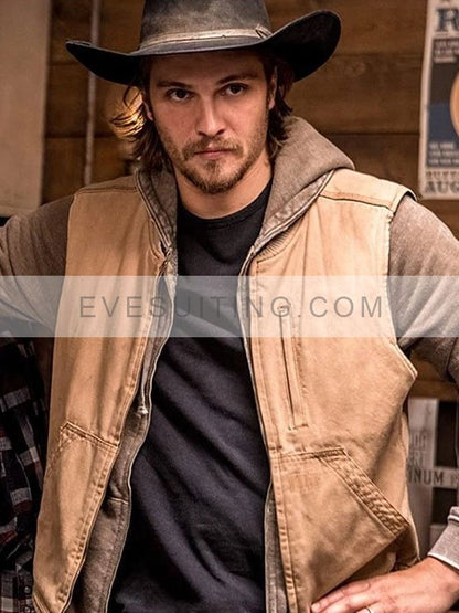 Luke Grimes Yellowstone Kayce Dutton Cotton Brown Vest