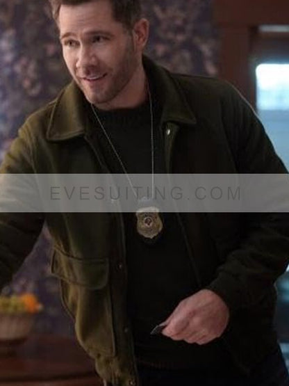 Luke Macfarlane CrimeTime Freefall 2024 Green Jacket