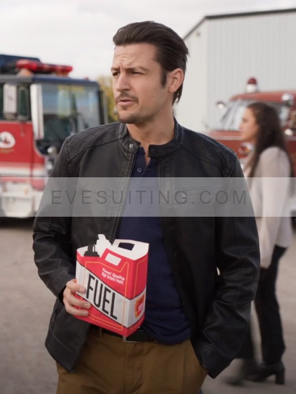 Luke Movie Shifting Gears 2024 Tyler Hynes Black Leather Jacket