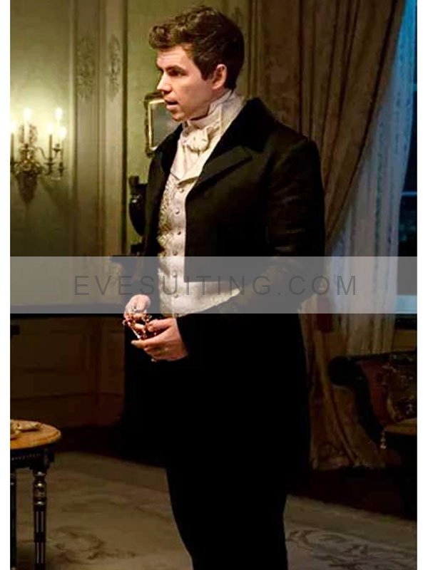 Luke Newton Bridgerton Colin Bridgerton Wool Black Tailcoat