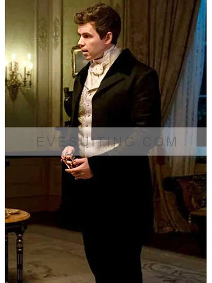 Luke Newton Bridgerton Colin Bridgerton Wool Black Tailcoat