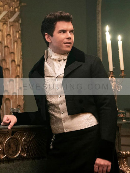 Luke Newton Bridgerton S03 Colin Bridgerton Wool Black Tailcoat