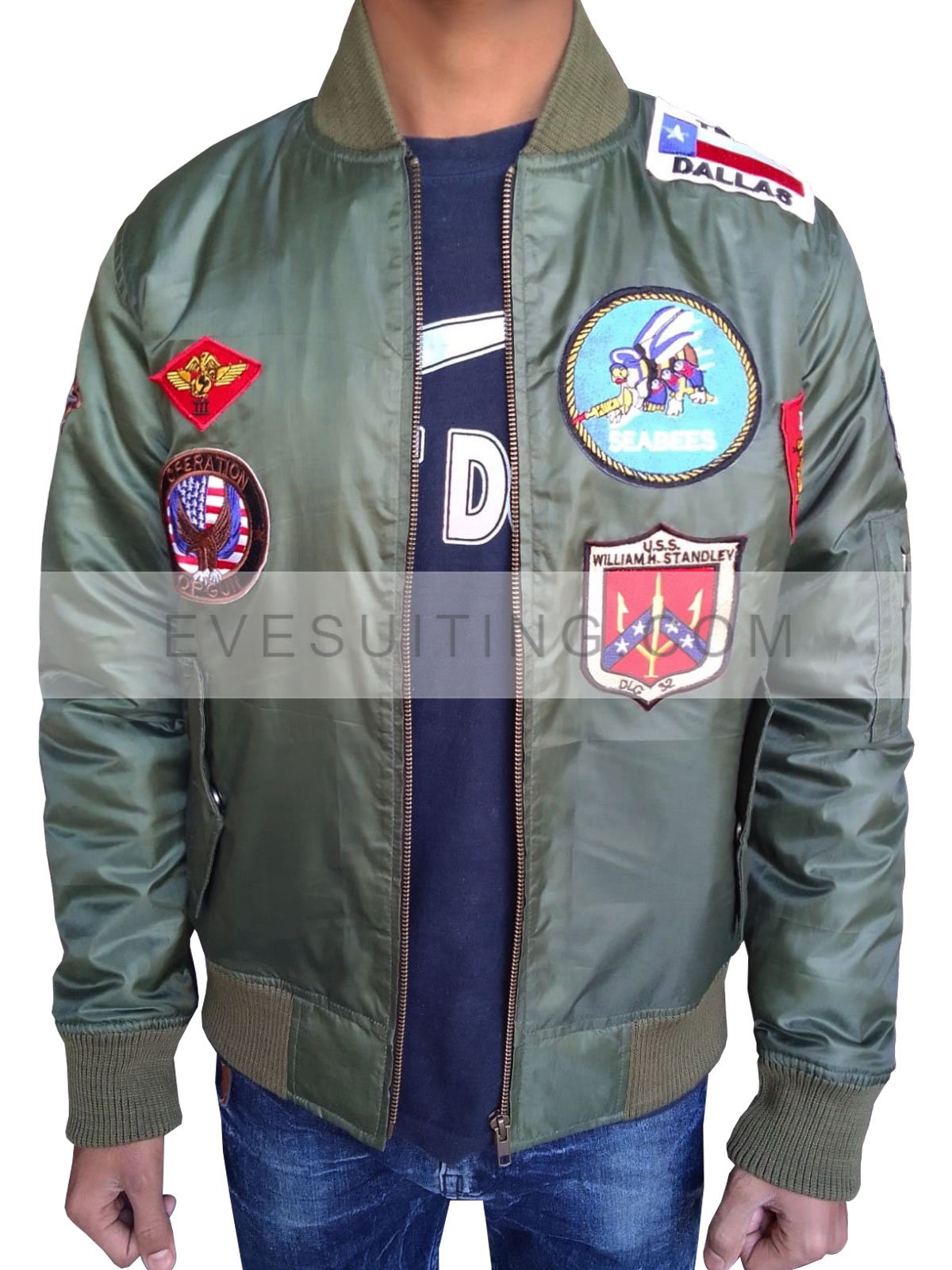 MA-1 Bomber Olive Green Jacket With Patches