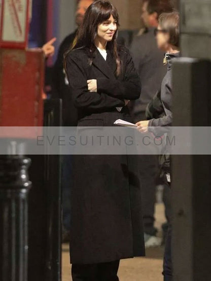 Madame Web 2024 Dakota Johnson Black Long Coat