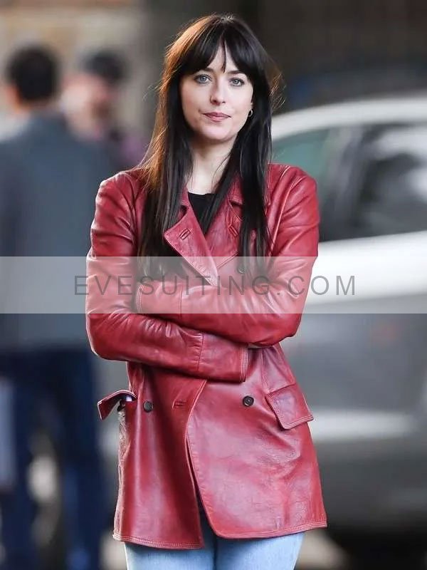Madame Web 2024 Dakota Johnson Leather Coat
