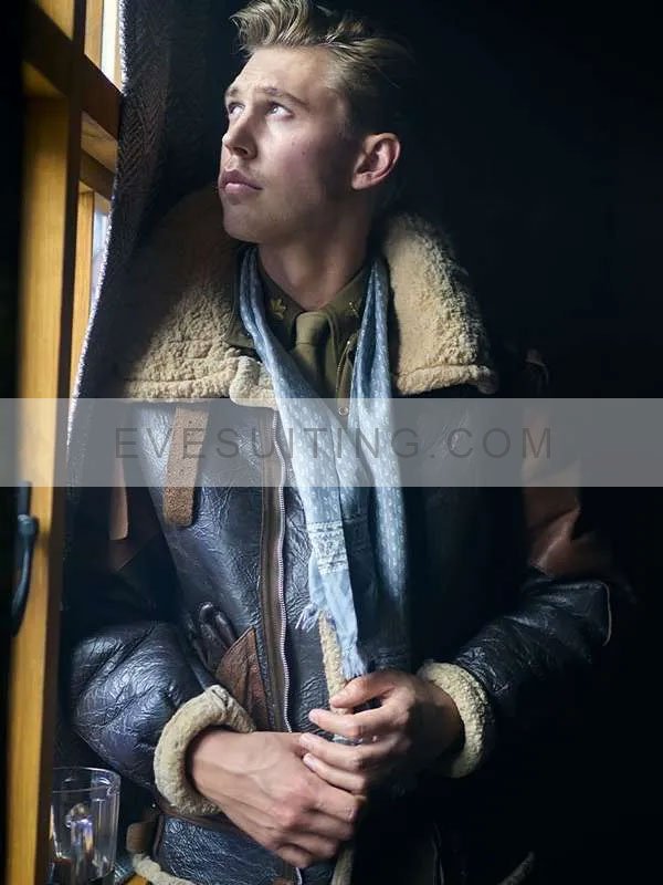 Maj. Gale ‘Buck’ Cleven Masters Of The Air 2024 Austin Butler Shearling Leather Military Jacket