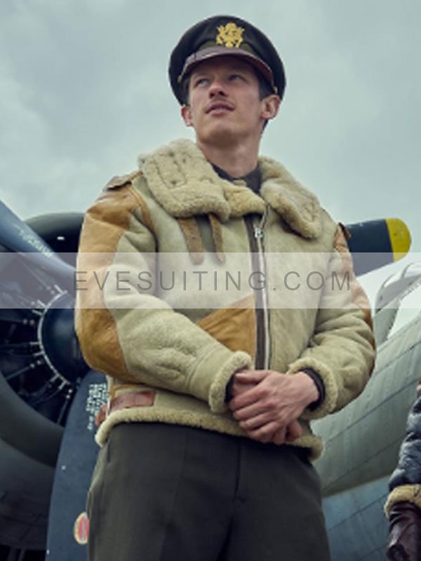 Maj. John Bucky Egan Masters of the Air 2024 Shearling Jacket
