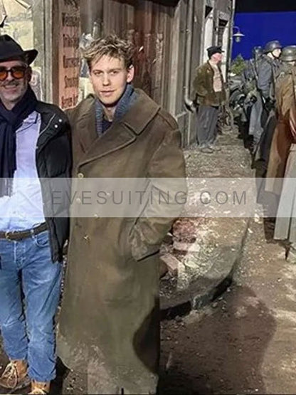 Major Gale Cleven Masters of the Air 2024 Austin Butler Military Green Trench Wool Coat