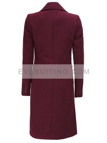 Maroon Wool Trench Coat