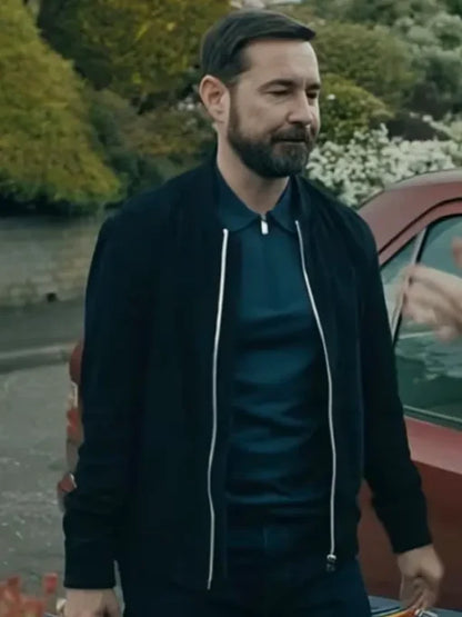 Martin Compston Fear 2025 Black Bomber Jacket