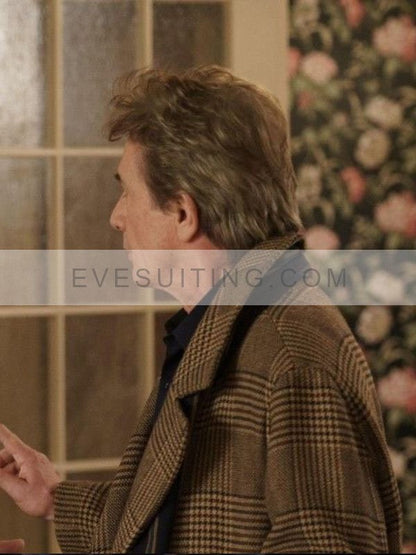 Martin Short Only Murders In the Building S02 Oliver Putnam Plaid Wool Coat