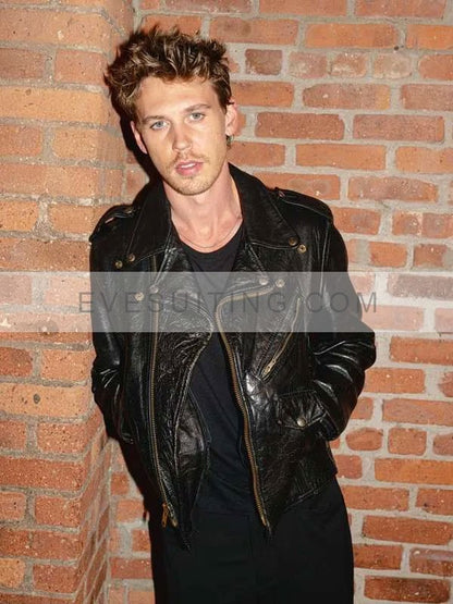 Masters of the Air 2024 Austin Butler Black Biker Jacket