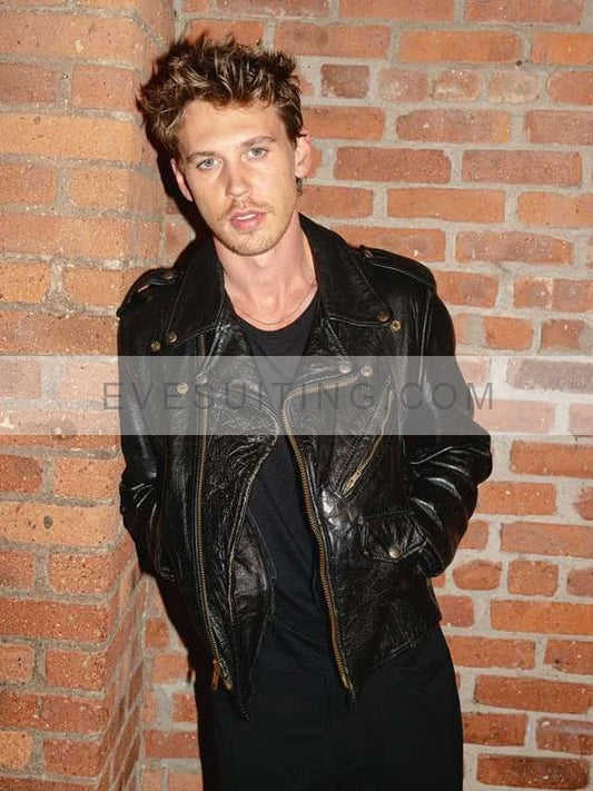 Masters of the Air 2024 Austin Butler Black Biker Jacket