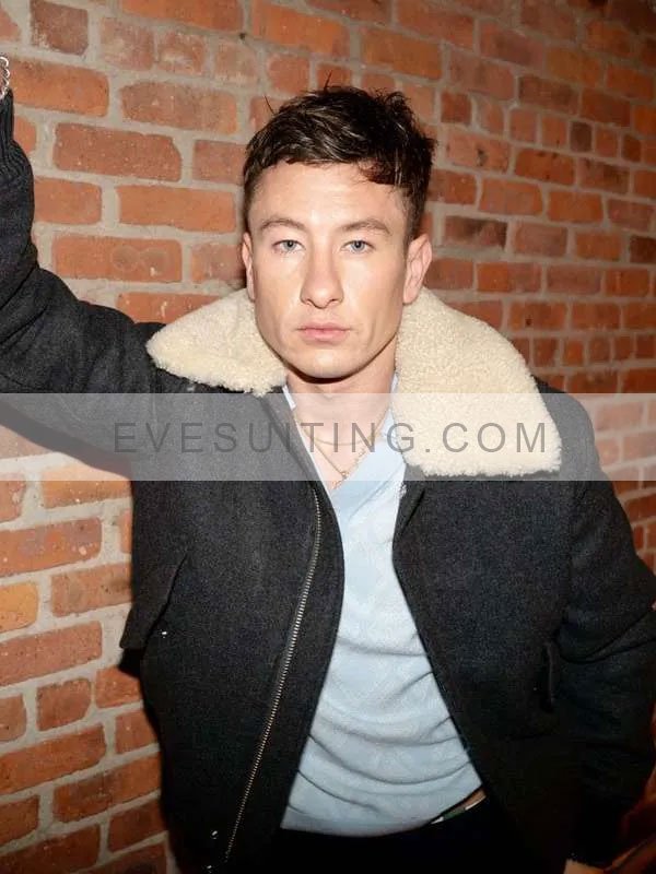 Masters of the Air 2024 Barry Keoghan Black Shearling Jacket