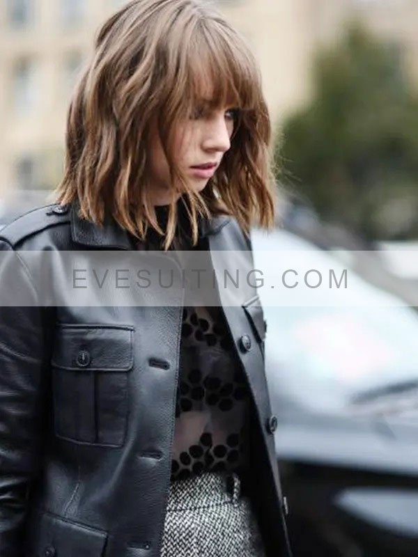 Maya Hawke Leather Coat